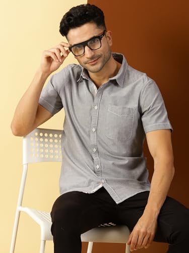 Image of Thomas Scott Men's Cotton Casual Shirt | Regular Fit | Soft & Breathable Fabric | Stylish Everyday Wear for Work, Travel & Outings