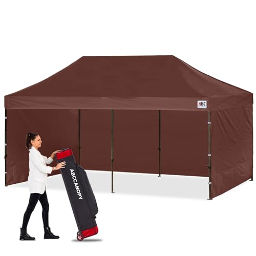 Image of ABCCANOPY Heavy Duty Easy Pop up Canopy Tent with Sidewalls 10x20, Brown
