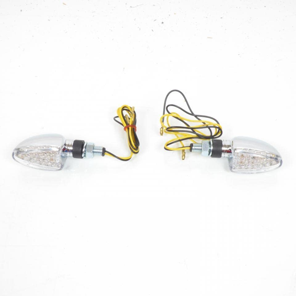 Par De Intermitente Homologado LED Bihr Transparente Y Cromo Moto 01-070SCH Nuevo