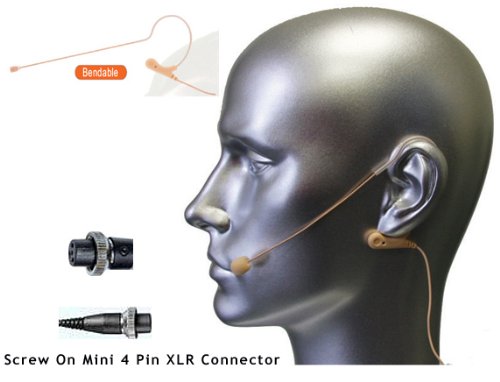 Av-Jefe Avl670 Professional Omnidirectional Earhook Microphone (Tan Color, With Mipro Screw-On Mini 4Pin Xlr Connector) #TOP6
