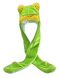 Xiang Ru Tierkostüm Handschuhe Schal 3 in 1 Set Mütze, Tier Plüsch Hoodies, Einheitsgröße für Erwachsene & Kinder/Weiche, warme Beanie Mütze, Grüner Frosch, Einheitsgröße