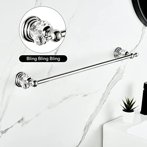 Bathsir Chrome Towel Bar Toilet Paper Holder, Crystal 24 Inch Towel Holder Bathroom Tissue Paper Holder Silver Wall Mounted #TOP3