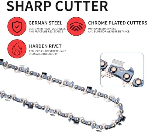 PBUO 16 Inch Chainsaw Chain Replacement, 3/8" LP Pitch .043" Gauge 55 Drive Links, Fits Stihl MS170, MS171, MS180c, Semi-Chisel Low-Kickback Design, 3 Pack | P-Series — view 2