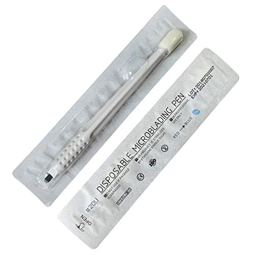 10pcs Disposable Microblading Manual Pen With Needle and Cap Permanent Makeup 20 U Blades 0.16MM,disposable blister package