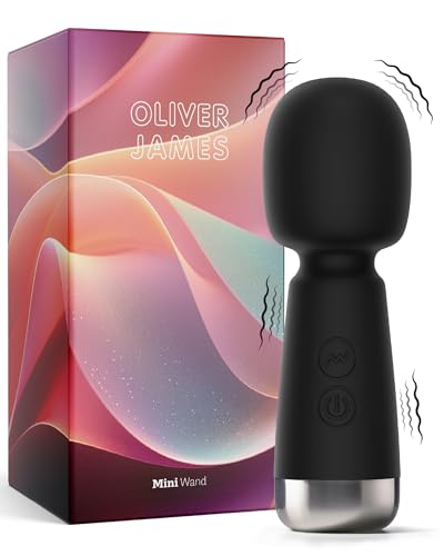 Petit vibromasseur par Oliver James – Wand masseur clitoridien en silicone rechargeable avec 5 vitesses et 5 modes, sex toy discret pour femme, 12,4 cm נ4,3 cm (Noir)