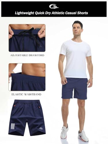 Image of CBlue Men's Outdoor Quick Dry Lightweight Sports Shorts with 2 Zipper Pockets, Breathable Hiking Running Gym Workout Athletic Shorts | CBblue Men's Quick Dry Sports Shorts with Zipper Pocket