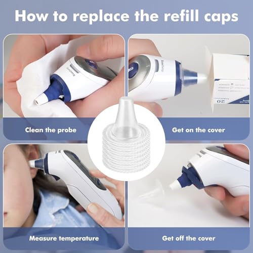 Image of 40 Disposable Ear Thermometer Covers, Hygienic Probe Covers for Accurate Temperature Measurement, Compatible with Various Ear Thermometers, Ideal for Home and Clinic Use