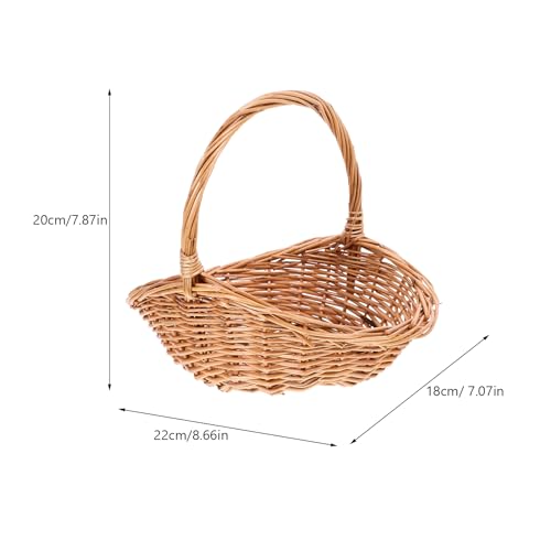 Kisangel 1pc Wicker Picnic Basket Woven Easter Baskets Empty Garden Harvest Basket Food Storage Basket