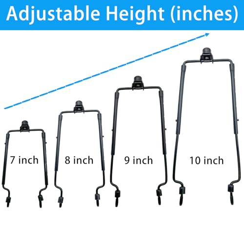 Image of Lamp Shade Harp Holder for Spider Lampshade,7 /8 /9 /10 Inch Height Adjustable,3 /8 inch Standard Saddle,E14 /E26 /E27 Light Base UNO Fitter Adapter Converter,Lamp Kit and Parts,Lamp Harp (Black)