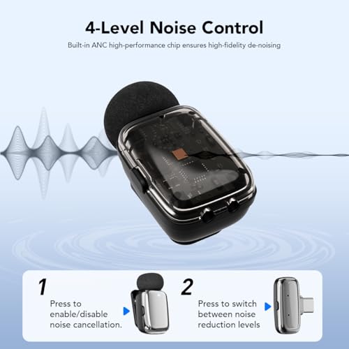Image of UTECTION by VOOK Wireless Microphone, Dual Channel Collar Lavalier Mic for iPhone & Android, AI Noise Cancellation, 30H Battery, 30m Range, Gunmetal - VOOKLM4