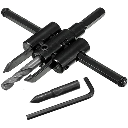 30-120mm Adjustable Circle Hole Cutter Hole Saw Drill Bit Round Cutting Wood Cutter for Woodworking, Black - Image 4