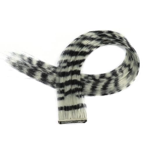 kudois 3Pcs Stripe Printed Wig Piece Colorful Long Straight Clip-in Hair Extensions for Daily Use Party Halloween