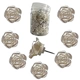 XQingmei White Rose Flower 40 Pieces Flower Push Pins Drawing Pins Decorative Pins for Message Photo