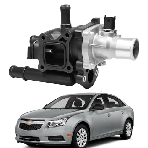 Piodelo 25192228 Engine Coolant Thermostat Housing Assembly With Sensor Gasket Fit for Chevrolet Cruze 1.8L 2011-2015, for Chevrolet Sonic 1.8L 2012-2015, Replace#2519-2228, 25199824, 902-033 -Black