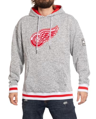 Calhoun NHL Surf & Skate Mens Muskoka Team Striped Premium Pullover Hoodie (Detroit Red Wings Large)
