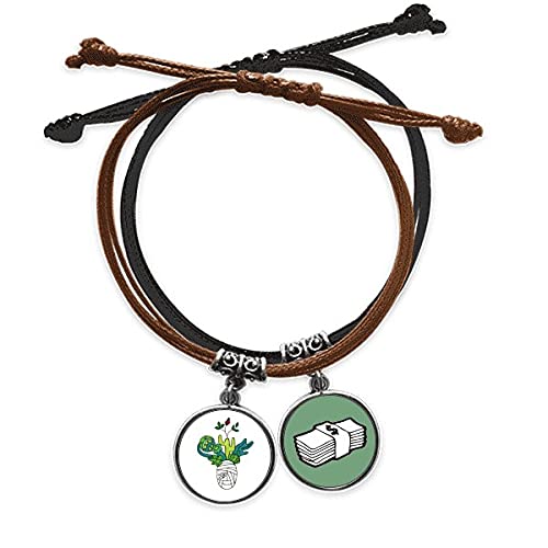 Pulsera de cactus ajustable con cuerda de cuero para atraer abundancia