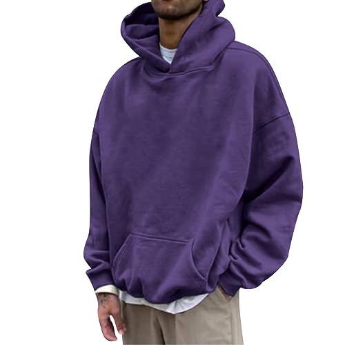 Pull à capuche homme oversized et ample noir imprimé au dos pour l'automne