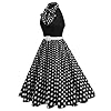 50s Style Dresses for Women Vintage Sleeveless Tie Neck Swing Dress 1950s Polka Dot Dresses Midi Retro Audrey Hepburn Church Tea Party Dress for Cocktail Evening Pin Up Black M #1