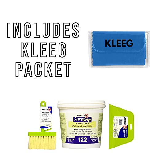 Zinsser Suregrip 122 Heavy Duty Wallcovering Adhesive, Wallpaper Glue + Wallpaper Paste Brush + Wallpaper Smoothing Tool, Wallpaper Tools Kit, Wall Paper Adhesive, Vinyl Wallcovering + Kleeg Packet #TOP6