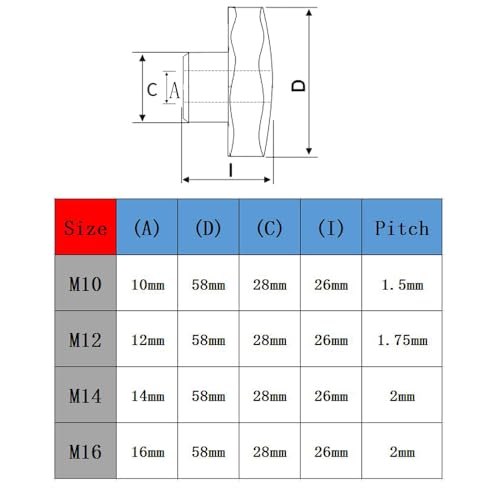 YIYIWANG 2 Stück M14 Sternform Kopf Spannmuttern Innengewinde Durchgangsbohrung Sternkopf Knopfgriff Kopfdurchmesser 58mm Schwarz