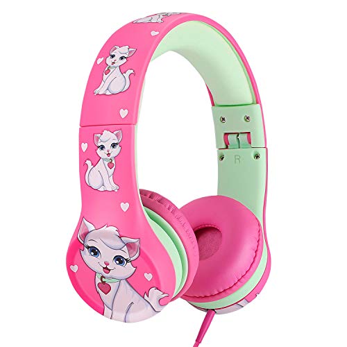 Nenos Kids Headphones Cat Headphones for Kids Cat Ear Toddler Headphones Limited Volume School Headphones (Cat Headphones)