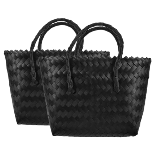 Unomor Versatile Rattan Basket Set 2 Handmade for Shopping Picnic and Kitchen Storage Craftsmanship