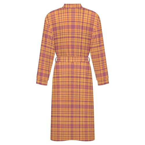Robe de nuit en soie homme femme : pyjama kimono écossais jaune léger