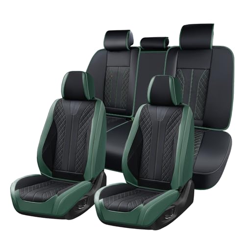 Image of FLORICH Leather Seat Covers Full Set Automotive Car Seat Cover Front and Back Waterproof Auto Seat Covers Full Coverage Car Seat Protector Cushion Universal Fit for Most Cars SUV Trucks, Black&Green