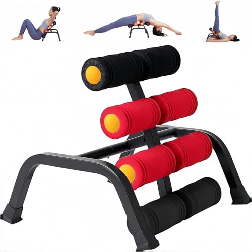 Mini Inversion Table with 8 Massage Rollers Back Stretching Machine & Back Popper 400LBS Capacity Spinal Decompression Table for Home Gym