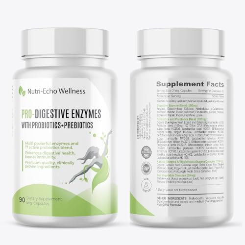 900mg Blend of 16 Digestive Enzymes,17 Probiotics,5 Plants Complex with Natural enzymes, and 3 Sea Vegetables for Digestive & Gut Health, Bloating&Meal Time Discomfort-90 Capsules - Image 3