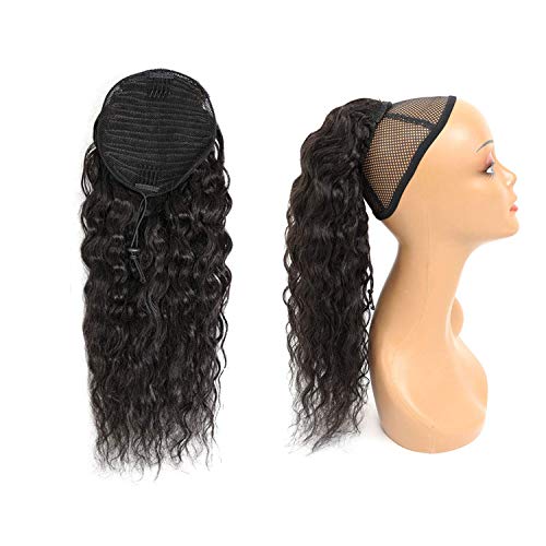Drawstring Ponytail Extension for Corn Wave Black Human Hair Women 8A Brazilian Ponytail Extension Human Hair Pieces Natural Color 12Inch 105g