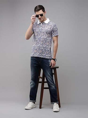 Image of KRYPTIC Men's Ultra-Soft Cotton Rich Casual Printed Half Sleeve Regular Fit Classic Polo T-Shirt - Soft, Cool & Stylish Everyday Wear