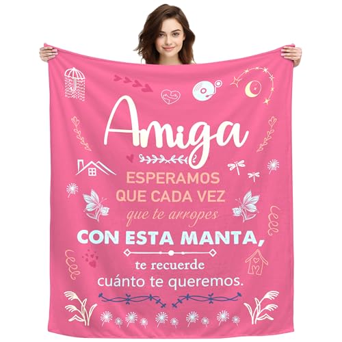 Presentes originais para amigas Natal, presentes de amizade, presentes para melhor amiga mulher decoração mantas presentes de aniversário amizade manta personalizada 150 x 130 cm (Amiga-a)