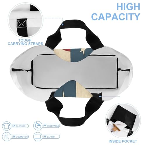 Vintage American USA Flag Shoulder Tote Bag, Casual Shopping Bags Handbag Large Shoulder Bag for Work Beach Travel And Grocery Bags4