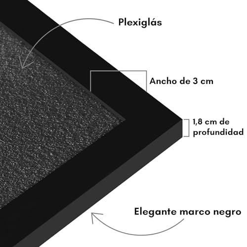 Miniatura 5 de Americanflat Marco De Fotos Negro 60x85 Cm Marco Fotos Madera Con Plexiglás Y Ganchos Para Colgar Exposición Horizontal Y Vertical