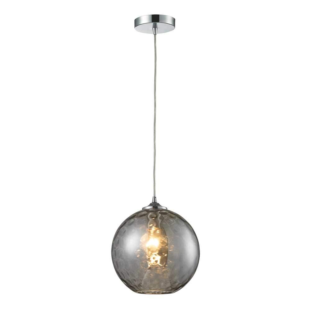 Elk 31380/1SMK HGTV Home Watersphere 1 Smoke Glass Shade, 10 by 11-Inch, Polished Chrome Finish Pendant Light
