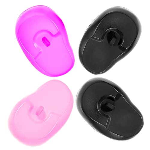 TOBBOMEY Auditivos para Teñir Cabello 4 Piezas Silicona Reutilizables Talla Única Protección contra Calor para Peluquería y Viajes Unisex Rosa, Morado, Negro y Negro