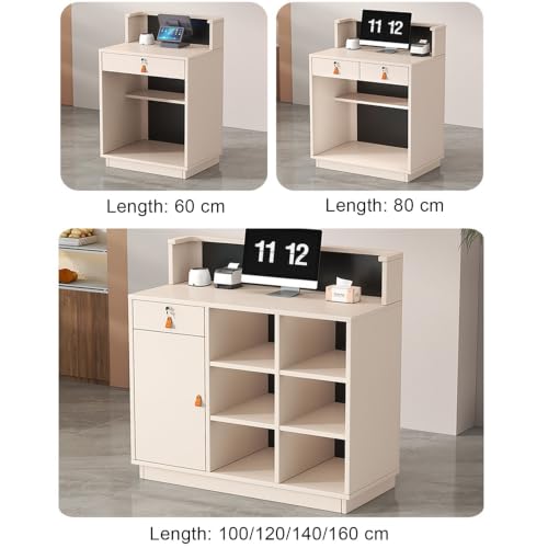 Mostrador de recepción elegante Bianco de 80cm con compartimentos profundos 5