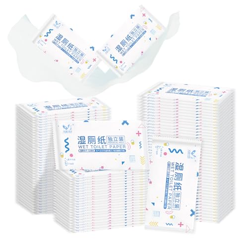 50 pcs Papel Higiénico Húmedo,Toallitas Humedas,Contiene Vitamina E y Extracto de Aloe Vera,Papel Wc Humedo,Envasado Individualmente,Wet Wipes,Biodegradable