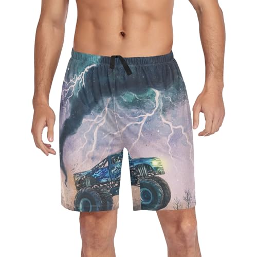 Men's Short Pajama Bottoms Monster Trucks Lightning Home Casual Sleep Pants4