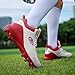 Fiiuos Men's Baseball Shoes black white Outdoor High-Tops Lace-Up Non-Slip Spikes Football Turf Shoes For Men Competition/Training Combat Boots Baseball Sneakers (White/Red, Adult, Men, 8.5, Numeric, US Footwear Size System, Medium)
