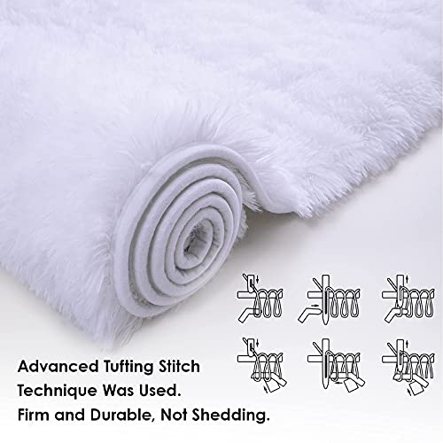 Ompaa Fluffy Runner Rugs, 2X4 Feet White, Super Soft Shaggy Carpet Fuzzy Long Fur Rug For Bedroom Living Room Dorm, Plush Kids Playroom Baby Girls Nursery Decor Mats #TOP4