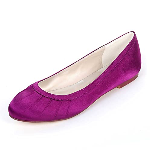 Women’s Flat Shoes Dress Shoes Round Toe Satin Slip On Ballerina Walking Flats Shoes for Woman Low Comfort Soft
