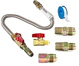 Universal Gas Appliance Installation Kit - 22” One-Stop Range Hook-Up - Stainless Steel Flexible Connector Line - ½” Brass Flare Shut Off Valve & Couplings - Water Heater Stove Fireplace