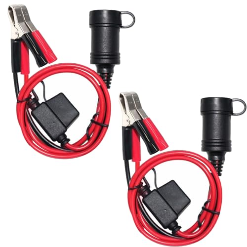12V Car Cigarette Lighter Socket Female Alligator Clips with 14AWG Cable 15A Fuse 14AWG 3FT 2Pack