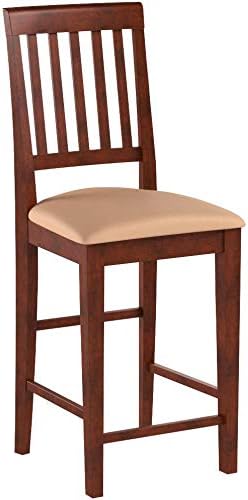 Miniatura 3 de East West Furniture VNS-MAH-C Vernon Taburete de altura de mostrador, sillas de madera de tela de lino, juego de 2, caoba
