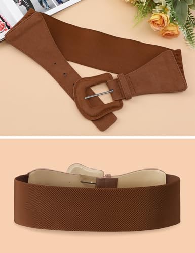 Aupuls Suede Womens Elastic Wide Belts for Dresses Fashion Stretchy Waist Belt Autumn Winter for Sweater Skirt2