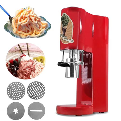 Nueva máquina para hacer helados de espagueti italianos para uso comercial y doméstico. Heladera versátil 4 en 1 con 4 moldes y capacidad de 420 ml, ideal para heladerías y postres.,Red