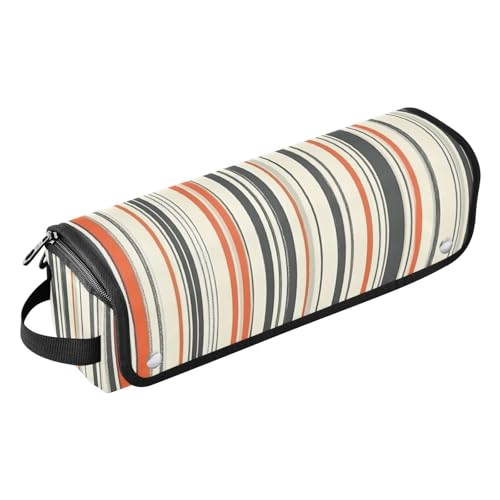 Bolso de viaje GuoChe para herramientas de cabello con tapete resistente al calor desmontable, diseño a rayas color block miniatura 1