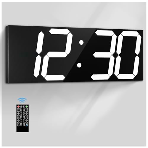 CHKOSDA 18.7in Large Digital Wall Clock,LED Digital Clock with Big Number,Multi-Function Remote...